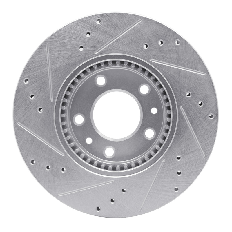 Ford Fusion Brake Rotor (1) - Front Right - R1 Concepts - Drilled & Slotted - Silver - `06-`13